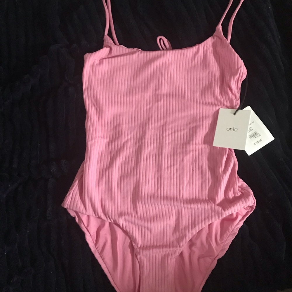 ONIA pink1 piece ribbed lovely swimsuit Size M New with tags never even tried on